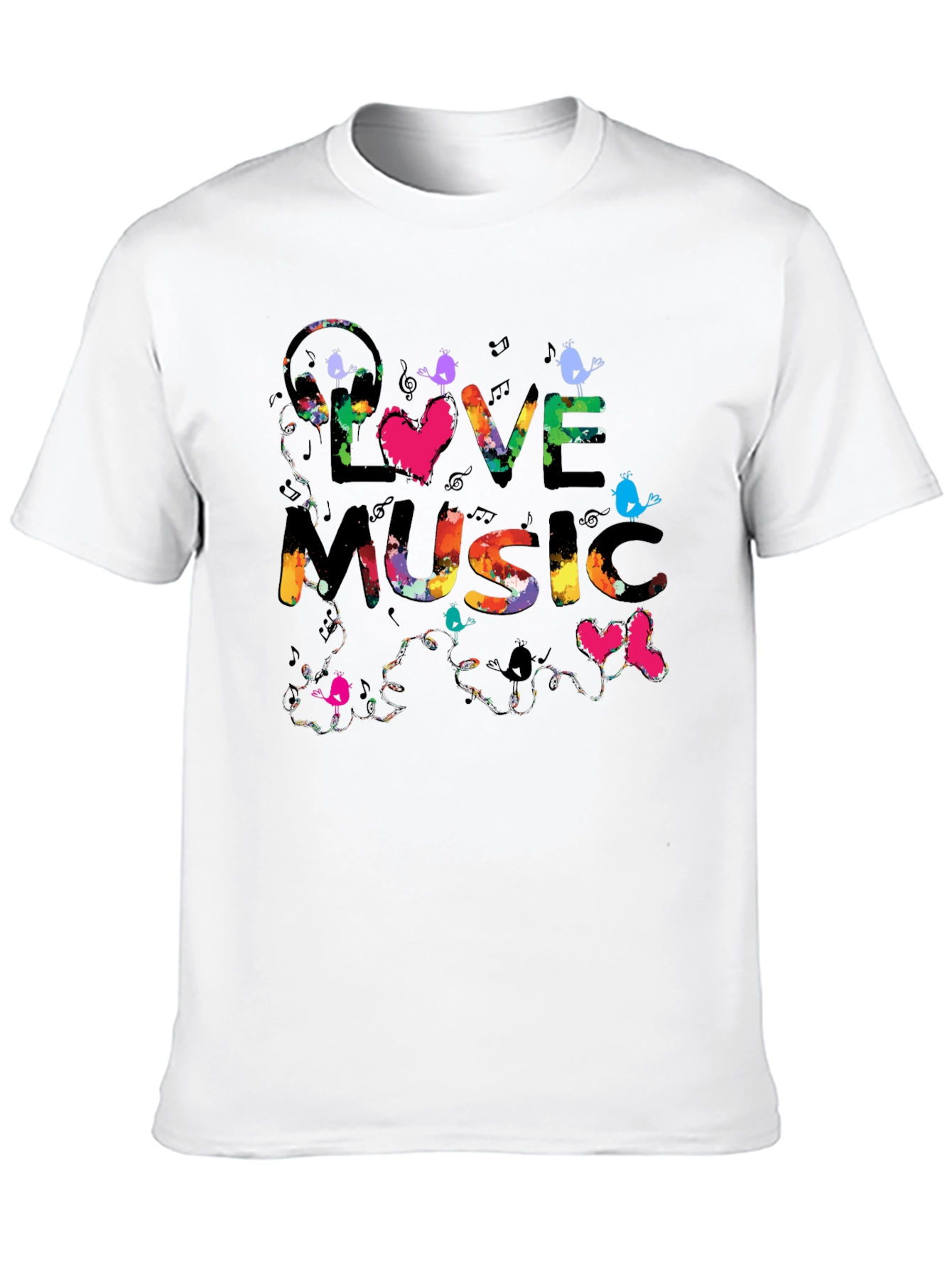 Love Music Graphic Tee - Colorful Print
