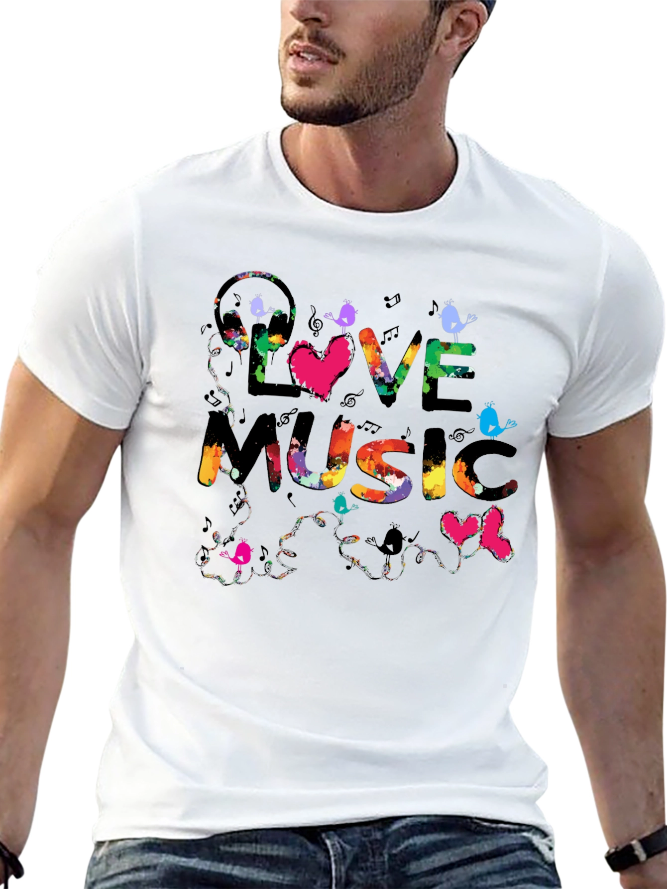 Love Music Graphic Tee - Colorful Print