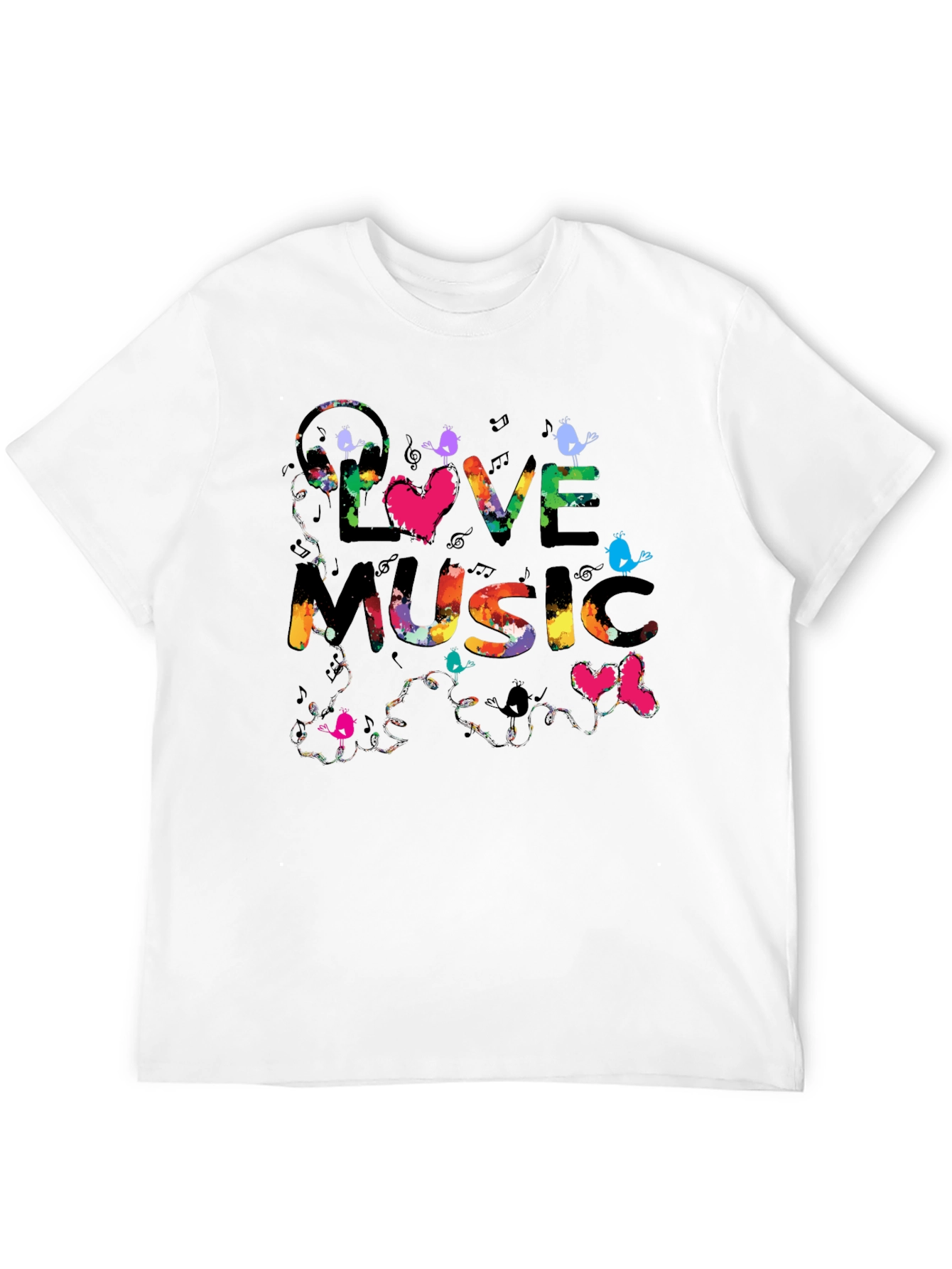 Love Music Graphic Tee - Colorful Print