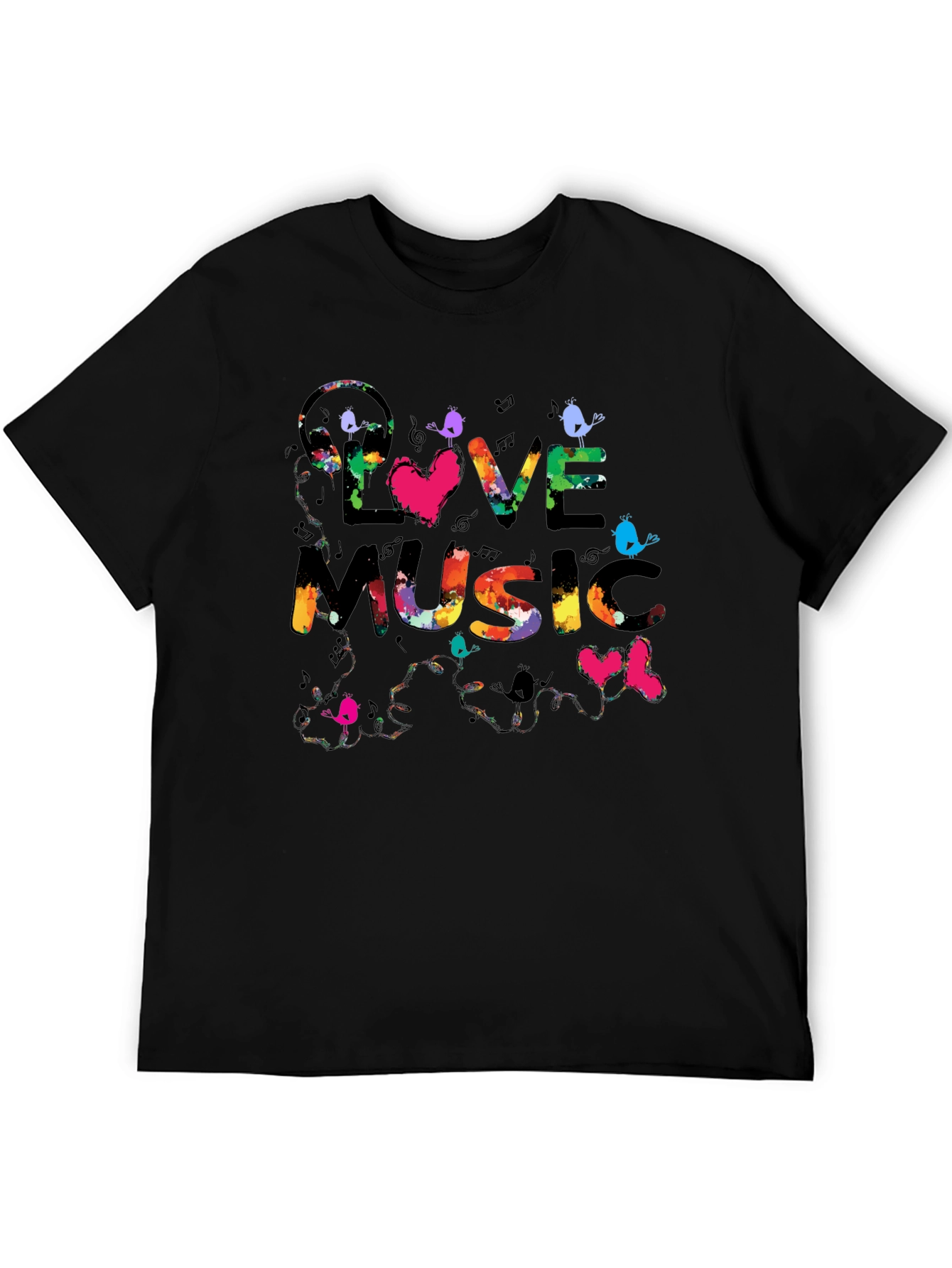 Love Music Graphic Tee - Colorful Print