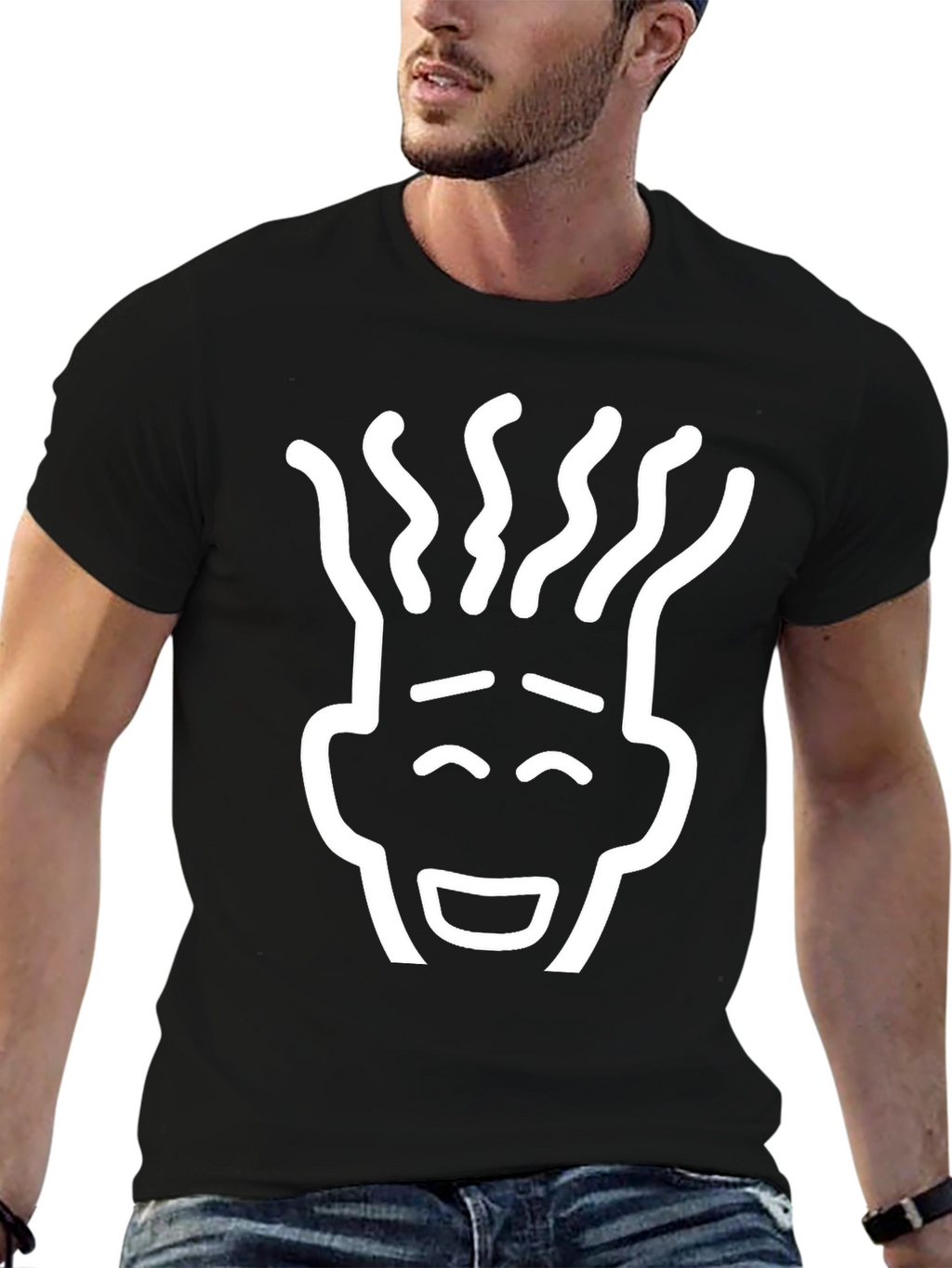 Black T-Shirt with Unique Graphic Print