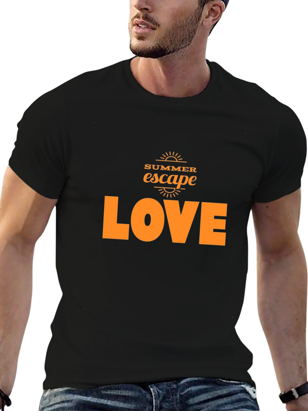 Summer Escape Love Graphic Black T-Shirt