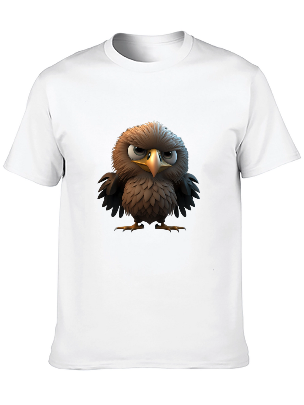 Angry Bird Cartoon Print Black T-Shirt