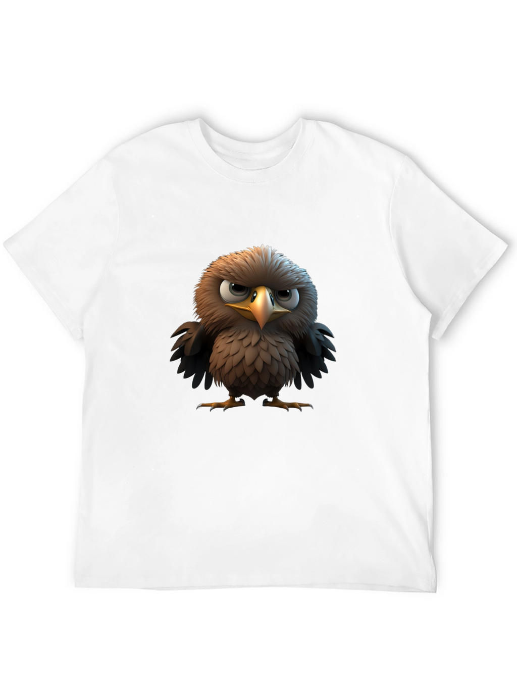 Angry Bird Cartoon Print Black T-Shirt