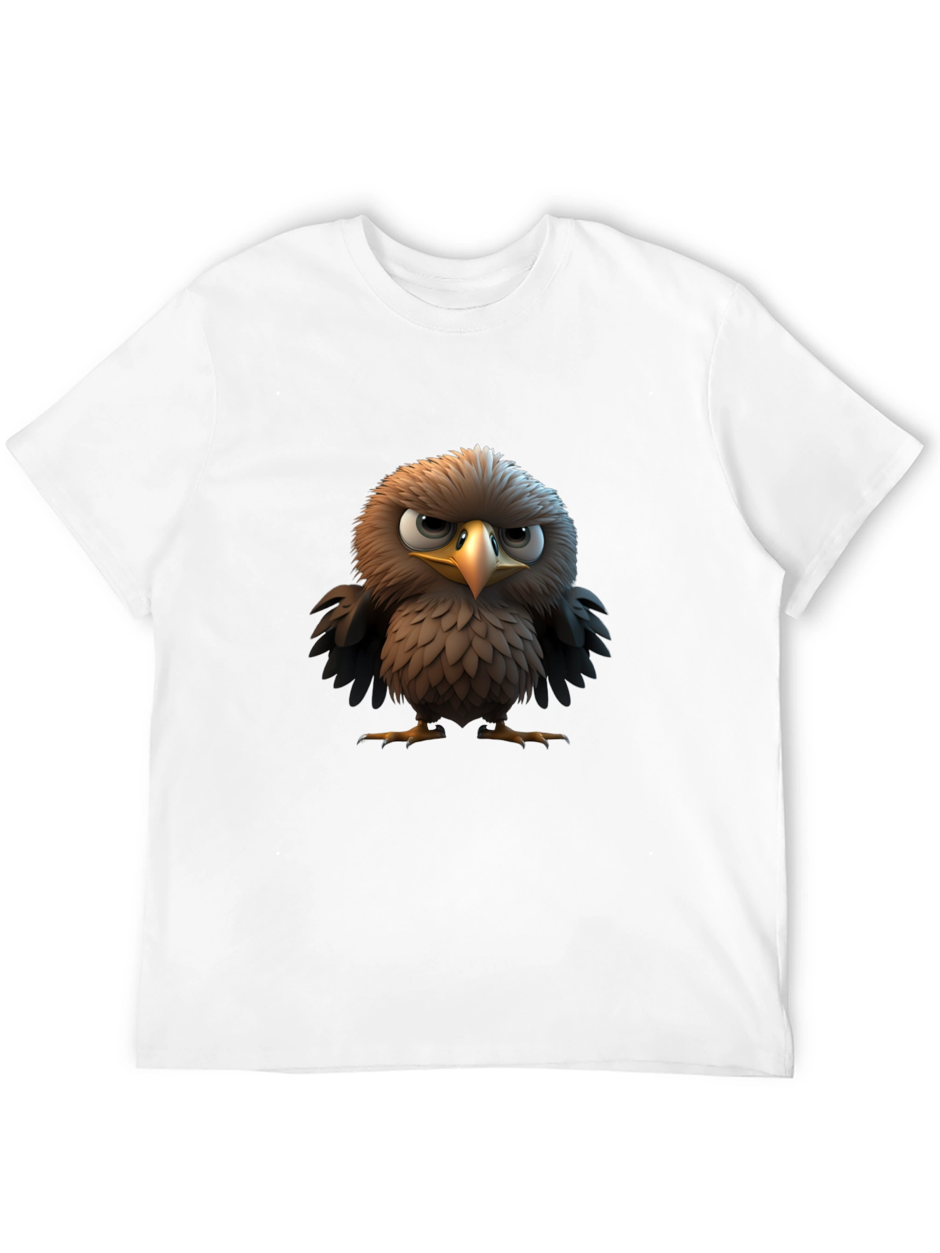 Angry Bird Cartoon Print Black T-Shirt