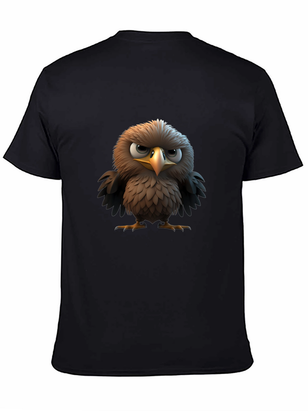 Angry Bird Cartoon Print Black T-Shirt
