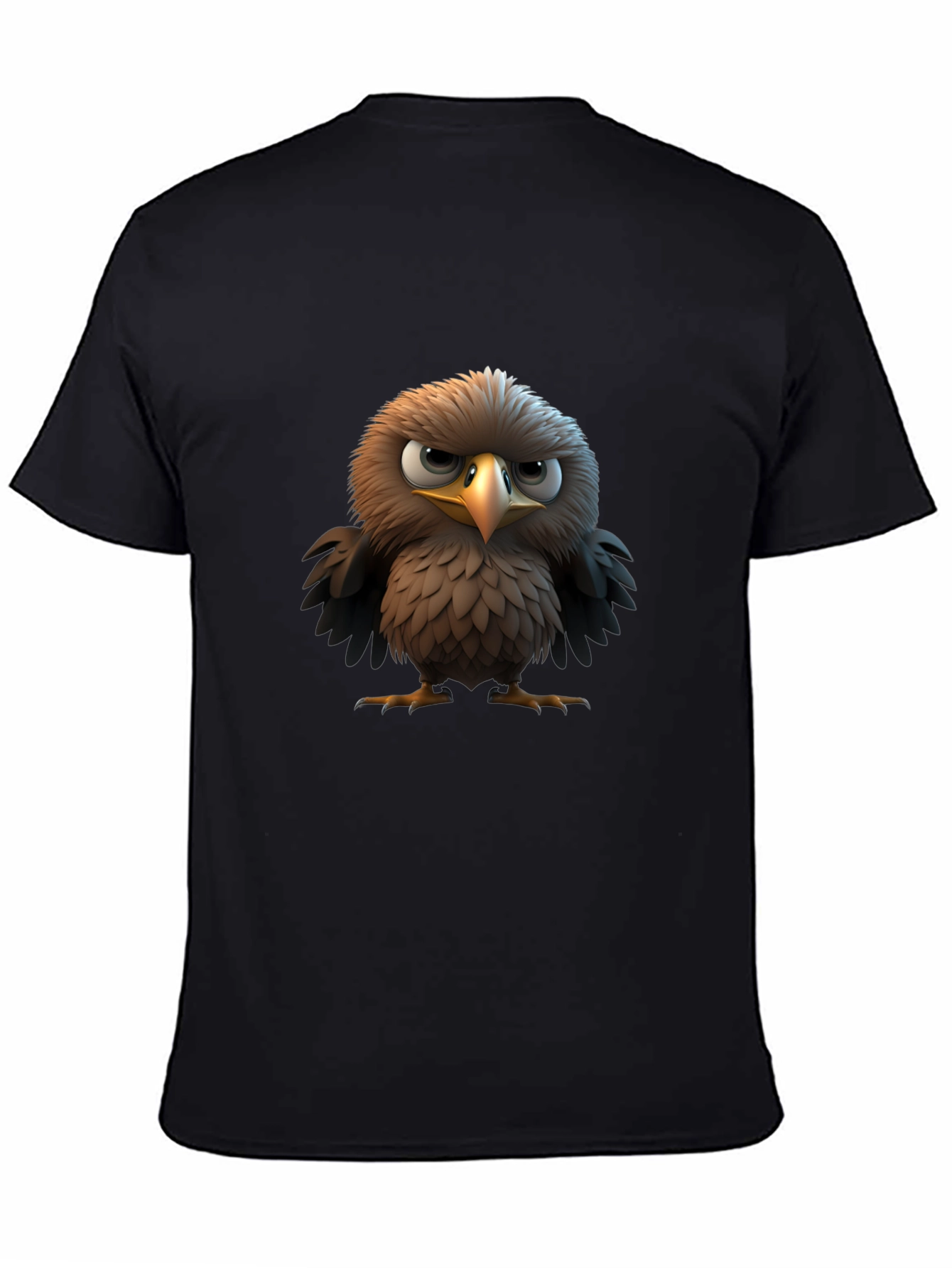 Angry Bird Cartoon Print Black T-Shirt