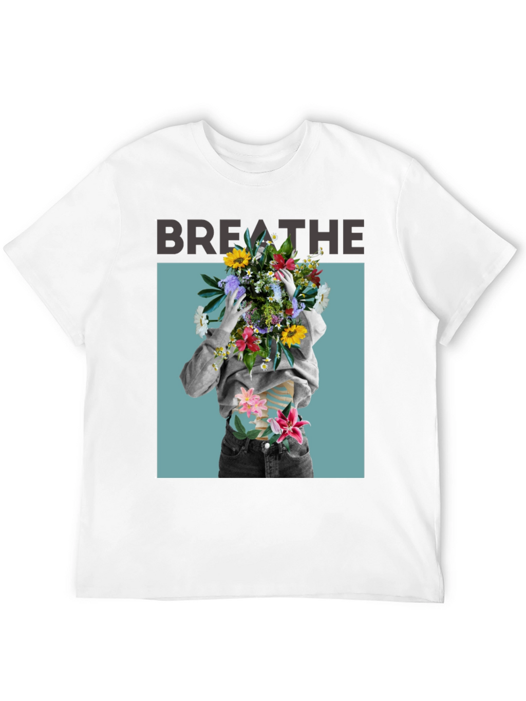 Breathe Floral Graphic Black T-Shirt