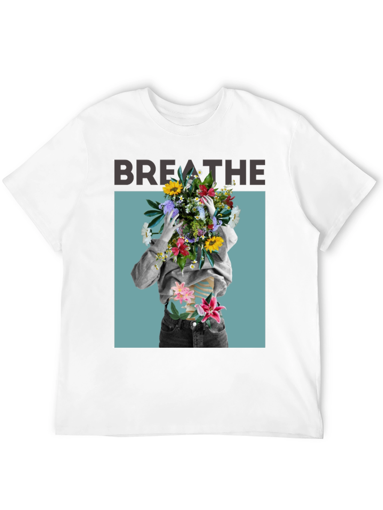 Breathe Floral Graphic Black T-Shirt