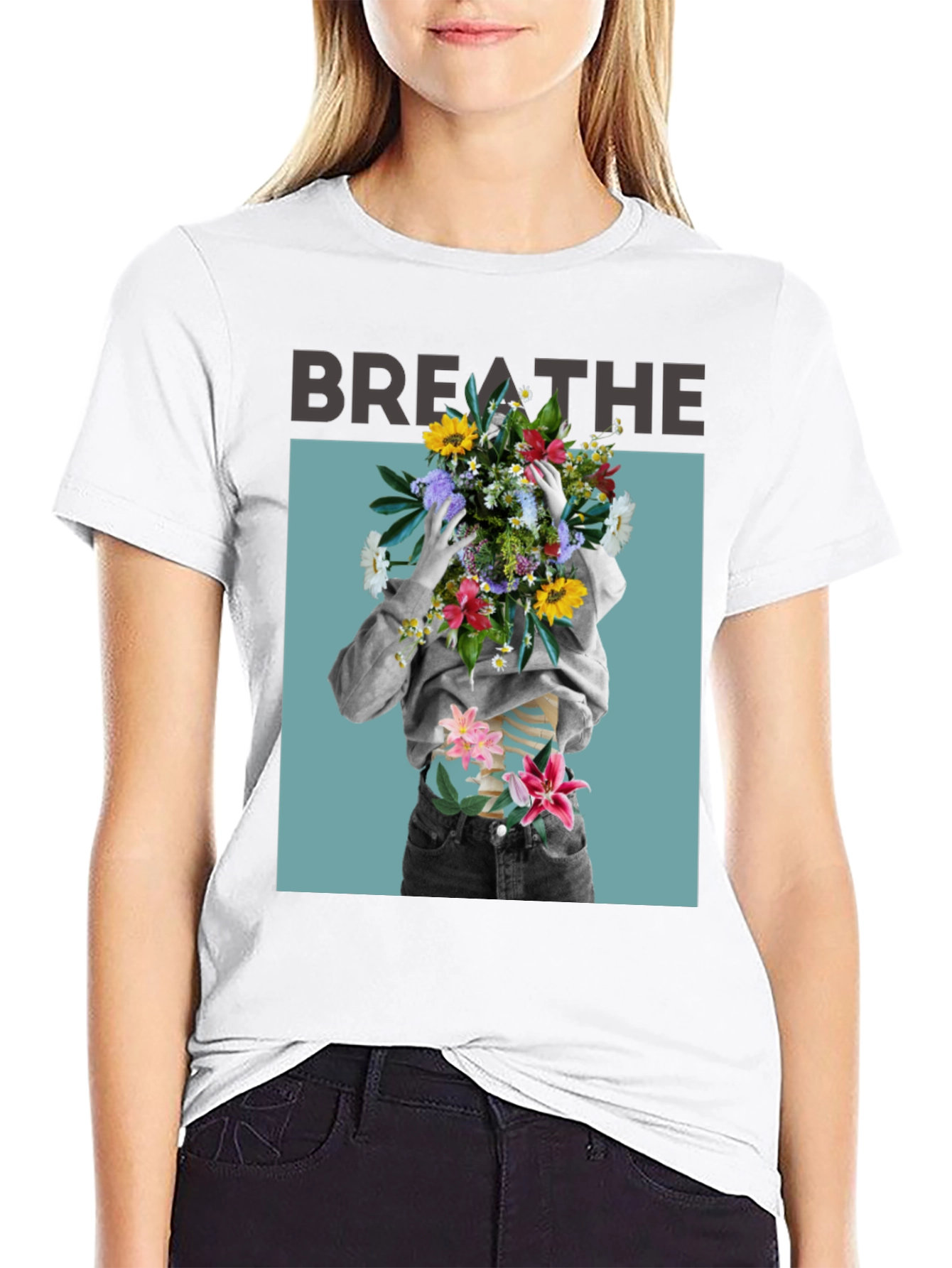 Breathe Floral Graphic Black T-Shirt