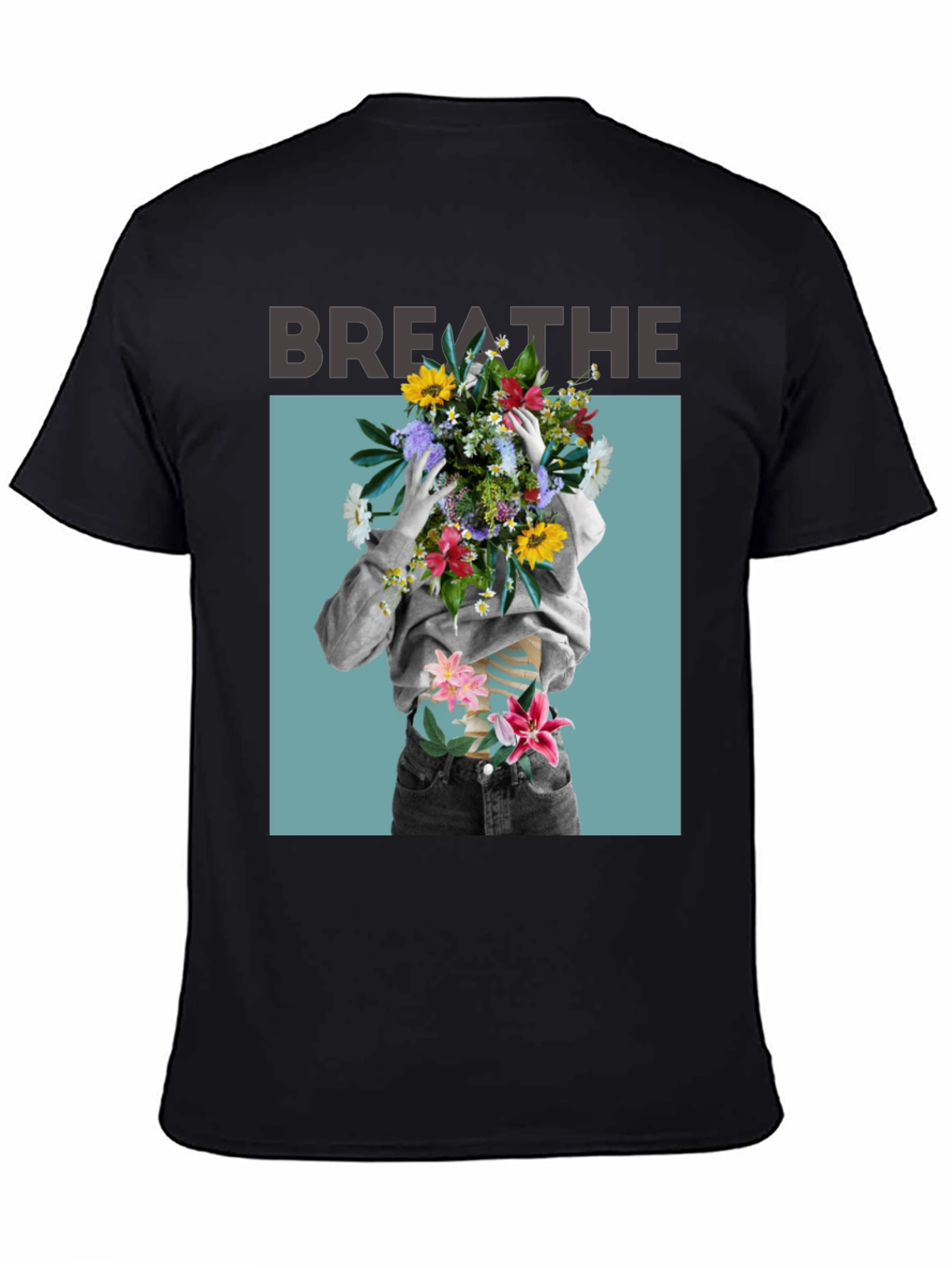Breathe Floral Graphic Black T-Shirt
