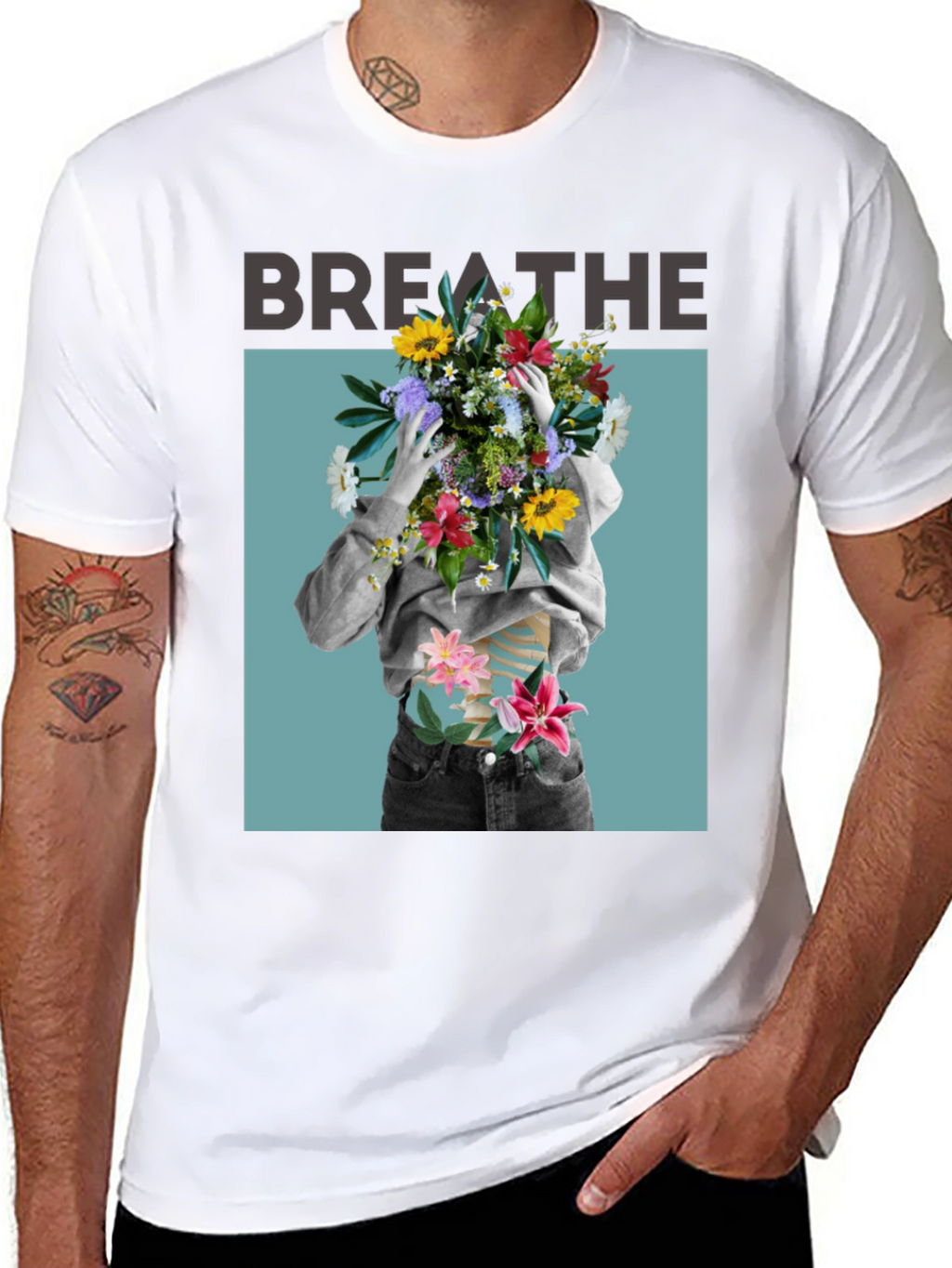 Breathe Floral Graphic Black T-Shirt