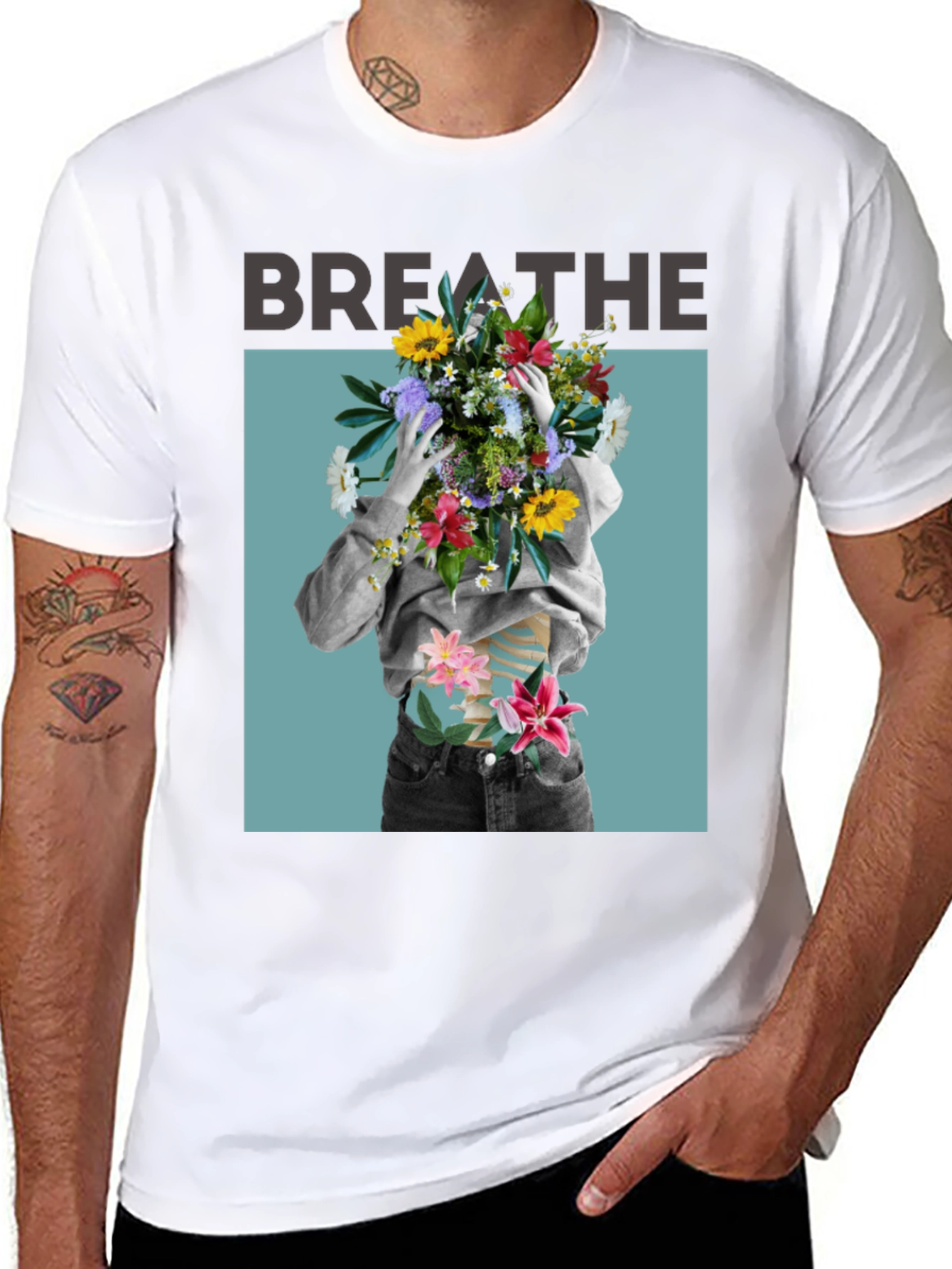 Breathe Floral Graphic Black T-Shirt