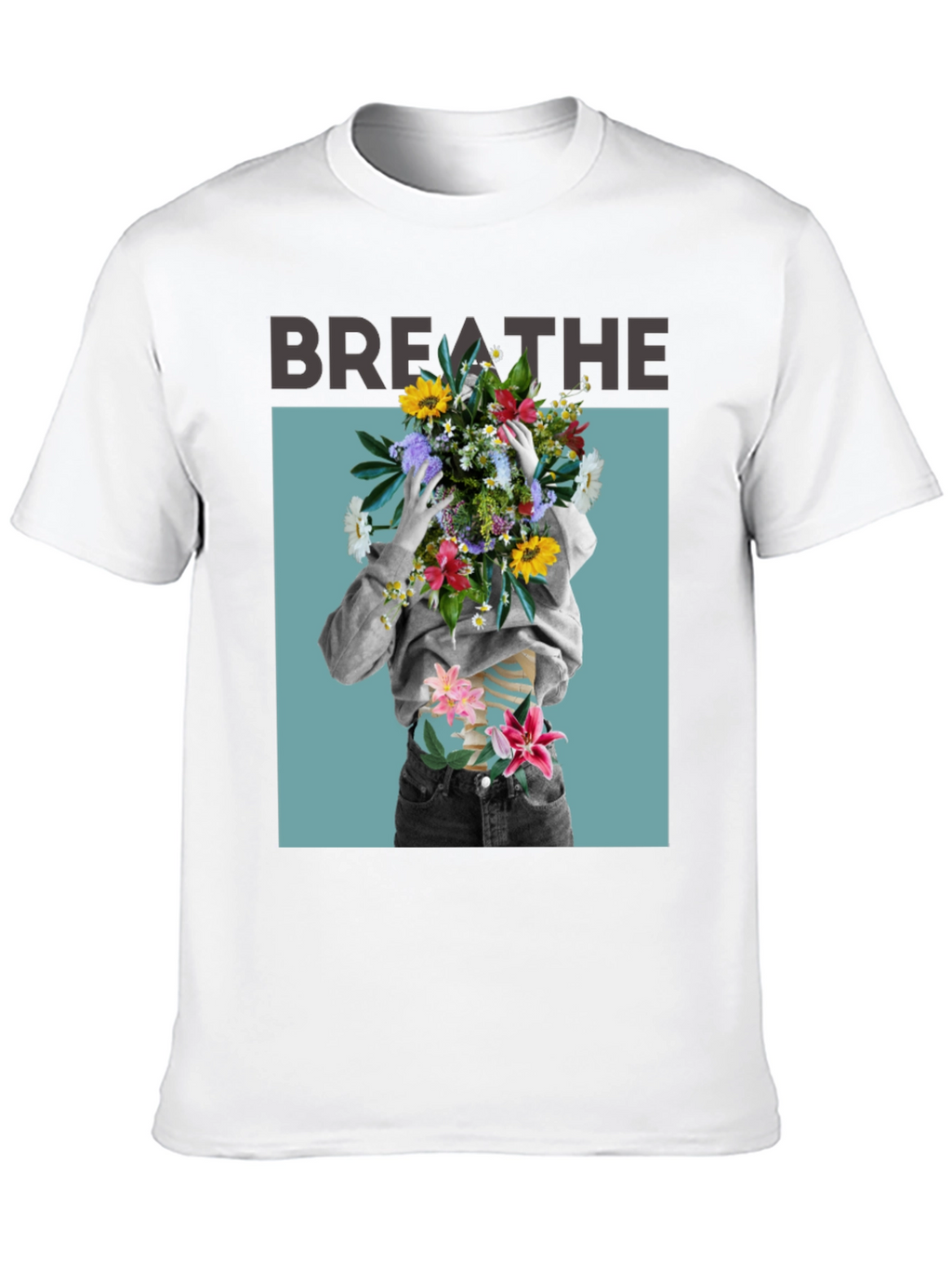 Breathe Floral Graphic Black T-Shirt