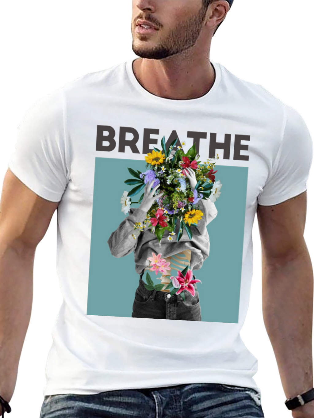 Breathe Floral Graphic Black T-Shirt