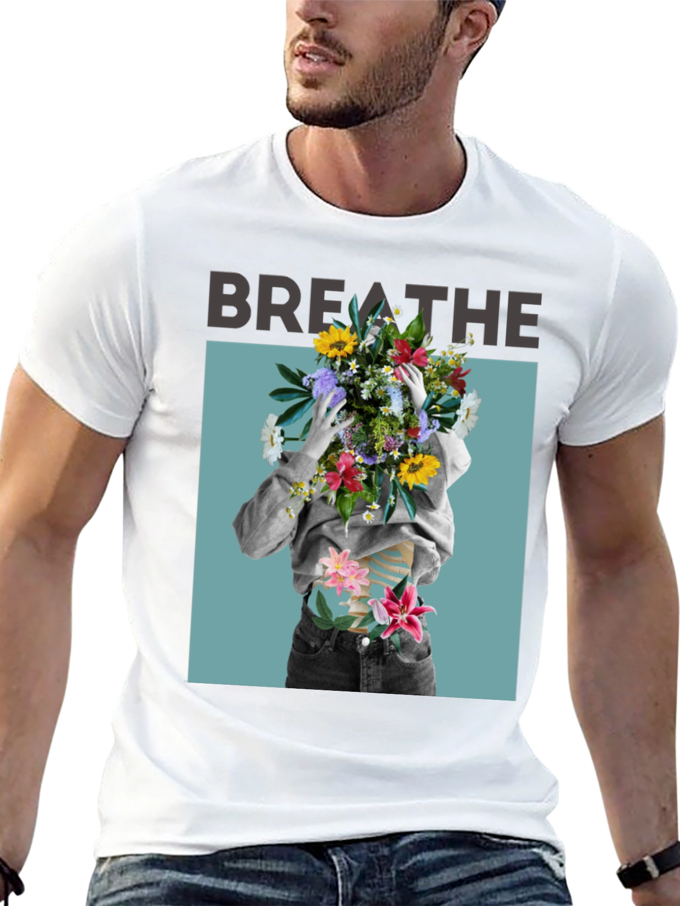 Breathe Floral Graphic Black T-Shirt