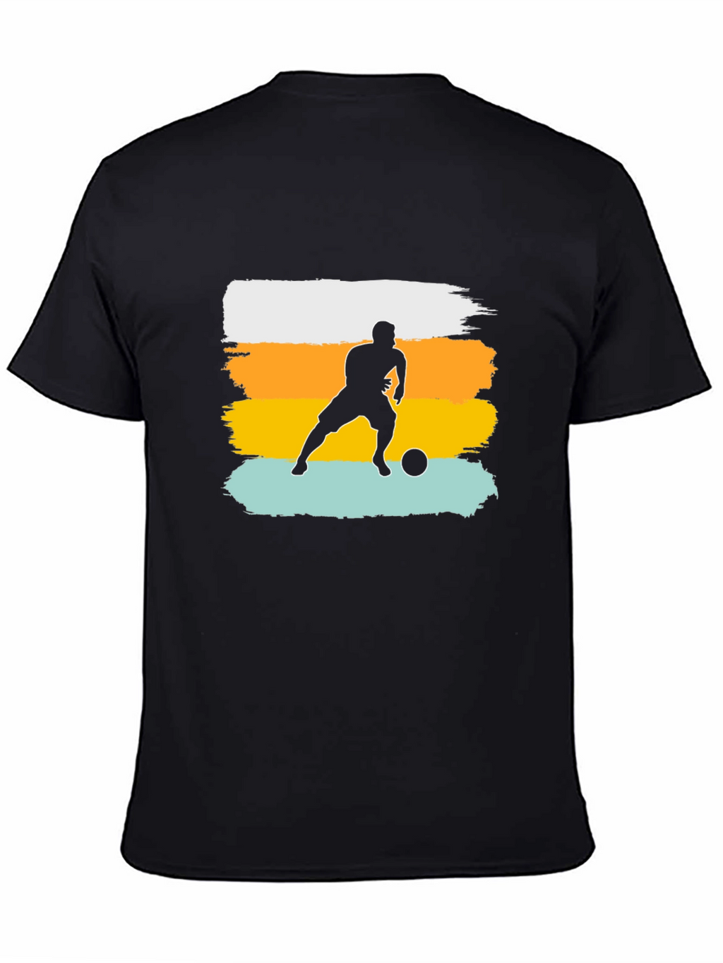 Soccer Player Graphic Tee - Black Cotton Casual Shirt