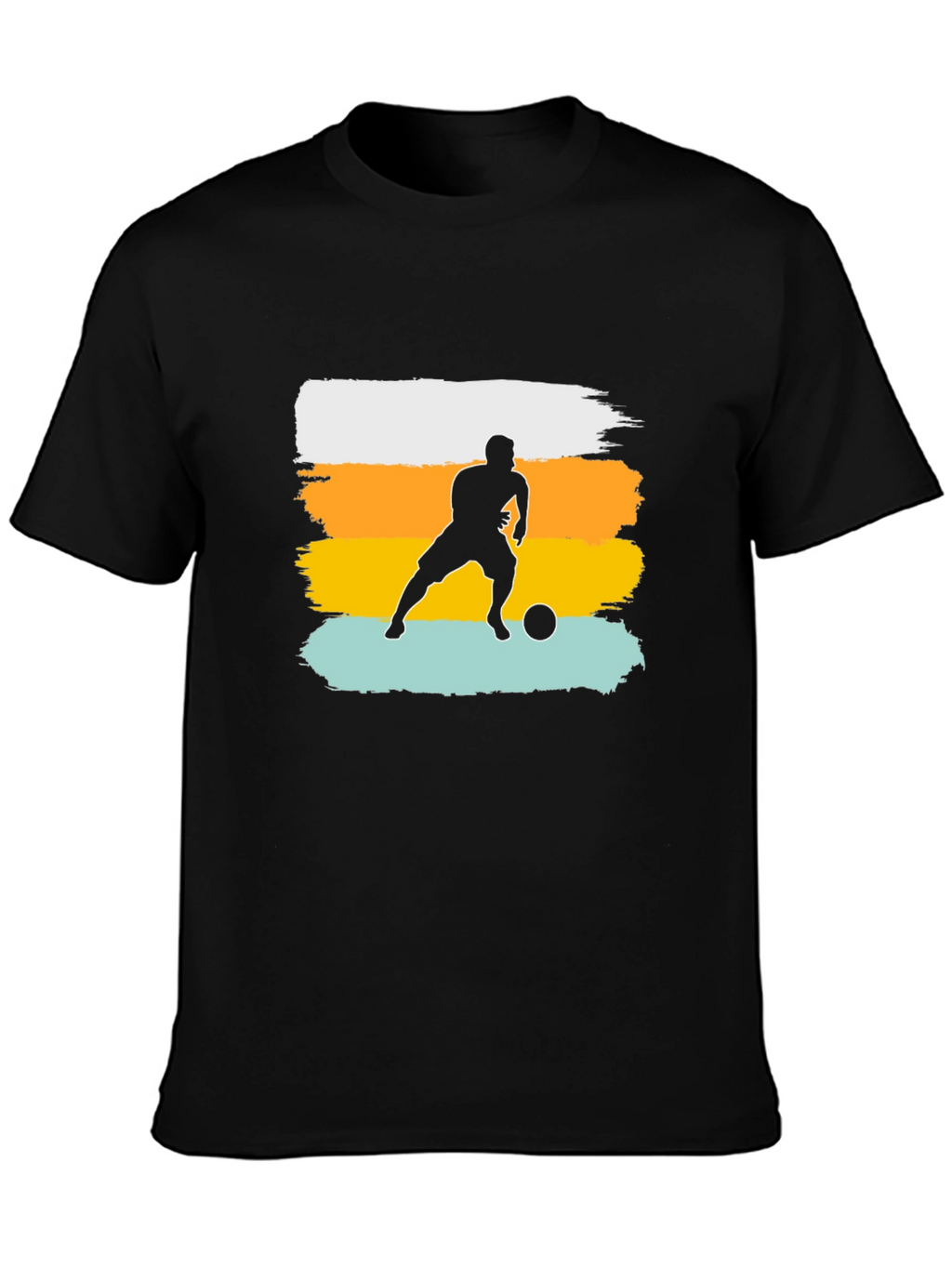Soccer Player Graphic Tee - Black Cotton Casual Shirt