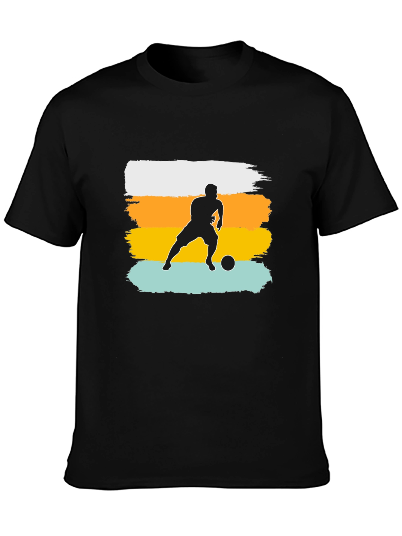 Soccer Player Graphic Tee - Black Cotton Casual Shirt