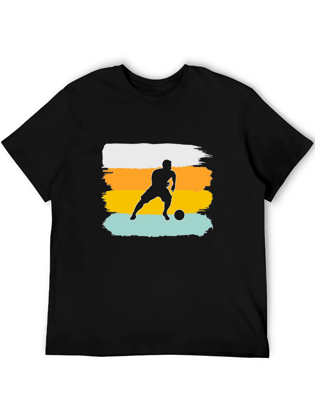 Soccer Player Graphic Tee - Black Cotton Casual Shirt