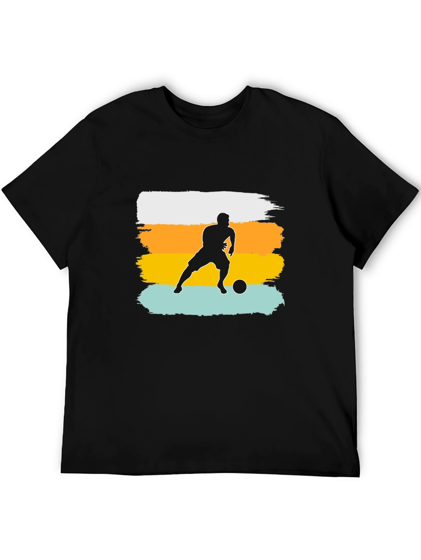 Soccer Player Graphic Tee - Black Cotton Casual Shirt