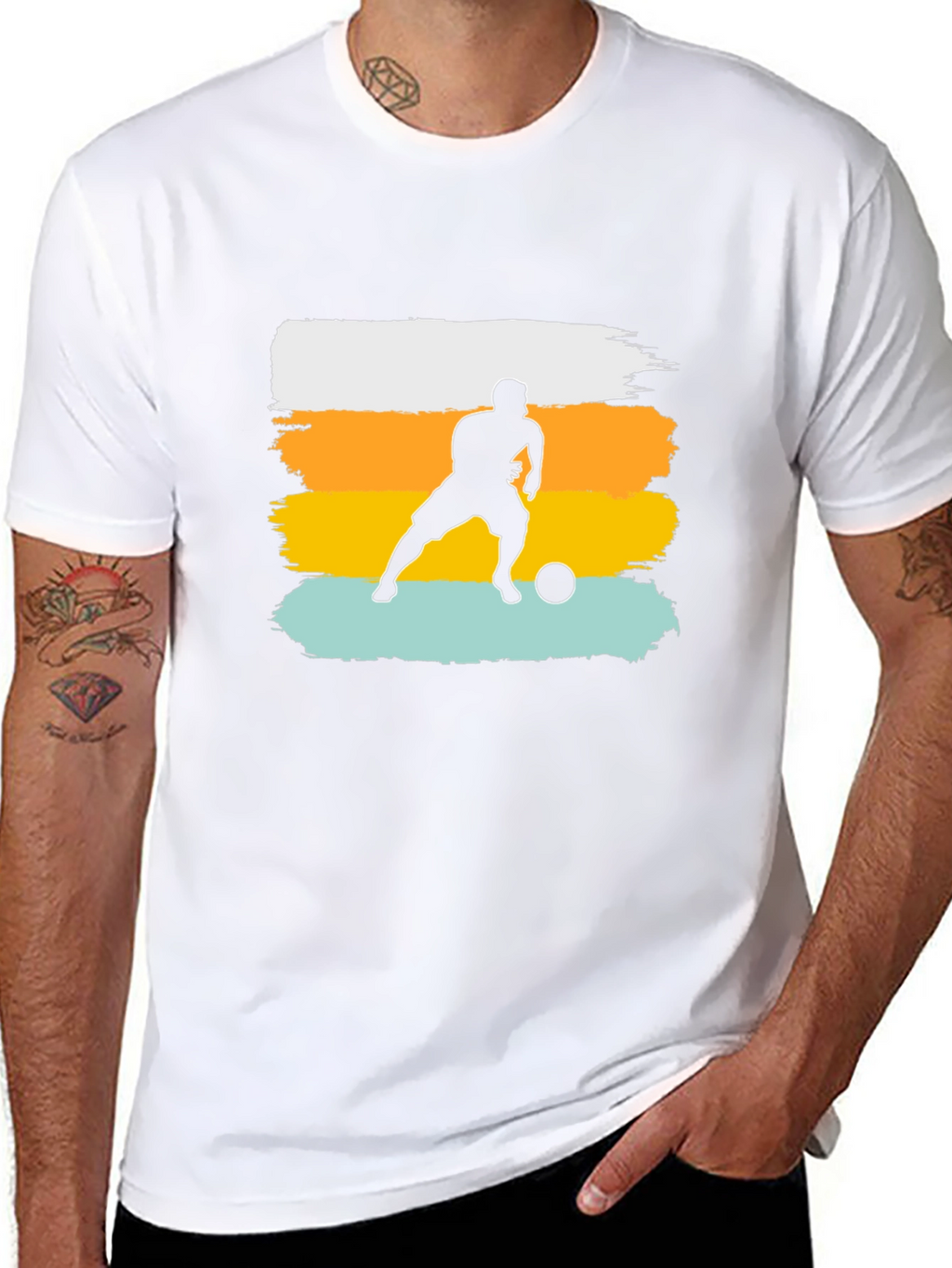 Soccer Player Graphic Tee - Black Cotton Casual Shirt