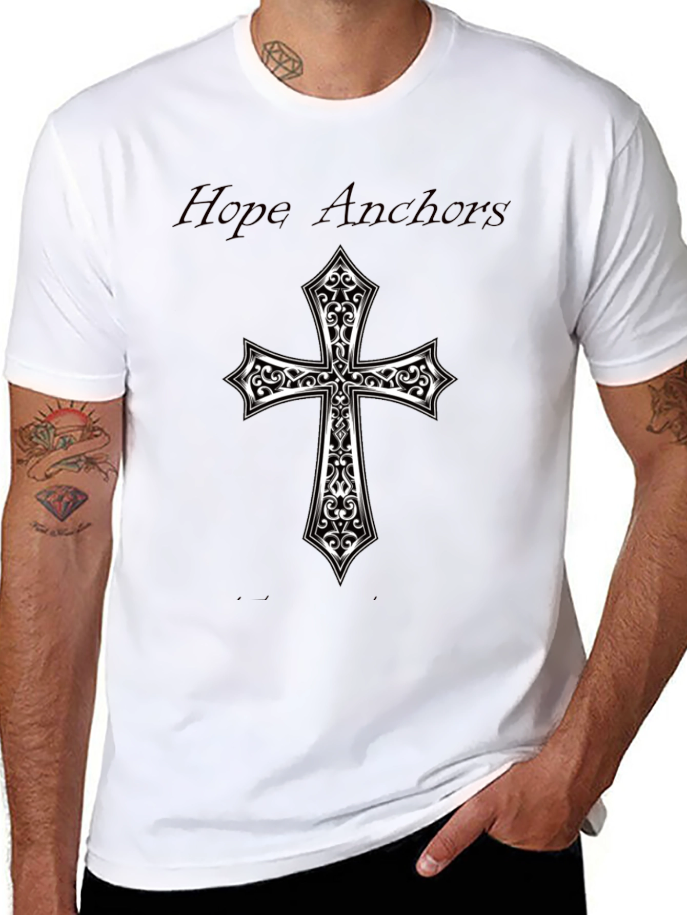 Hope Anchors Cross Graphic Black Tee
