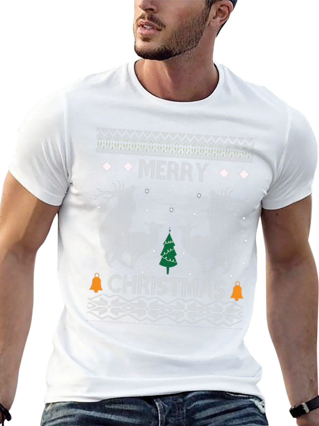 Merry Christmas Reindeer Graphic T-Shirt