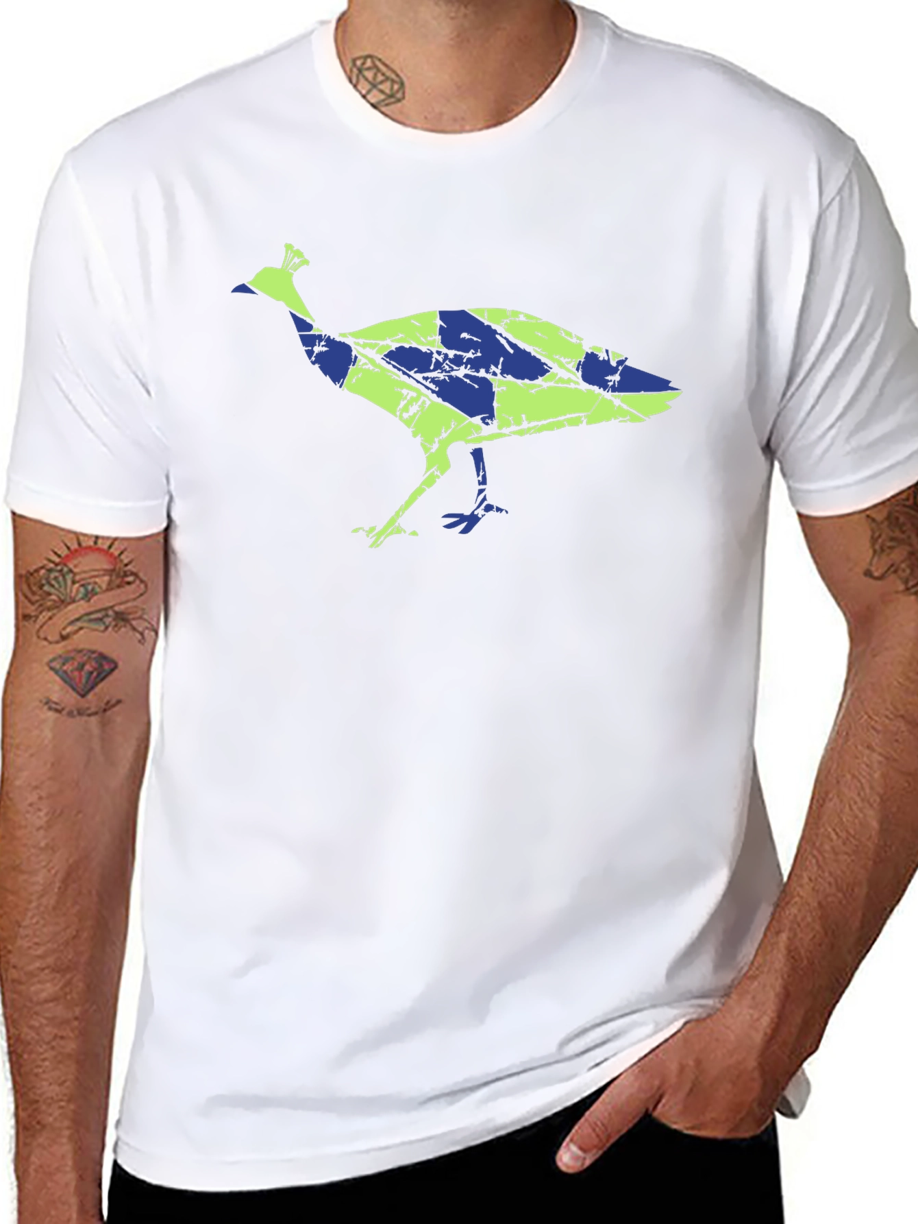 Unique Peacock Graphic Tee - Modern Design