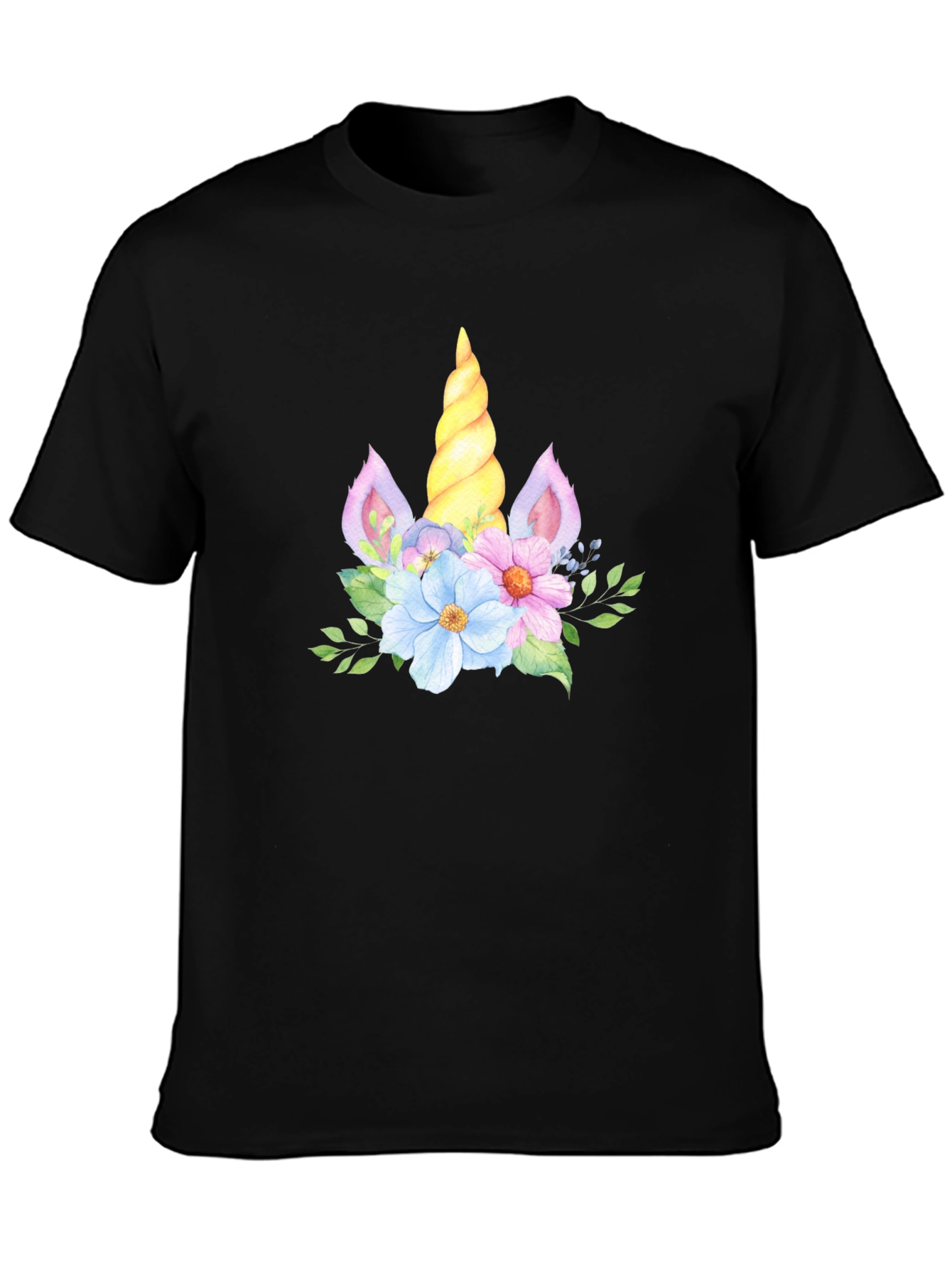 Unicorn Floral T-Shirt - Black