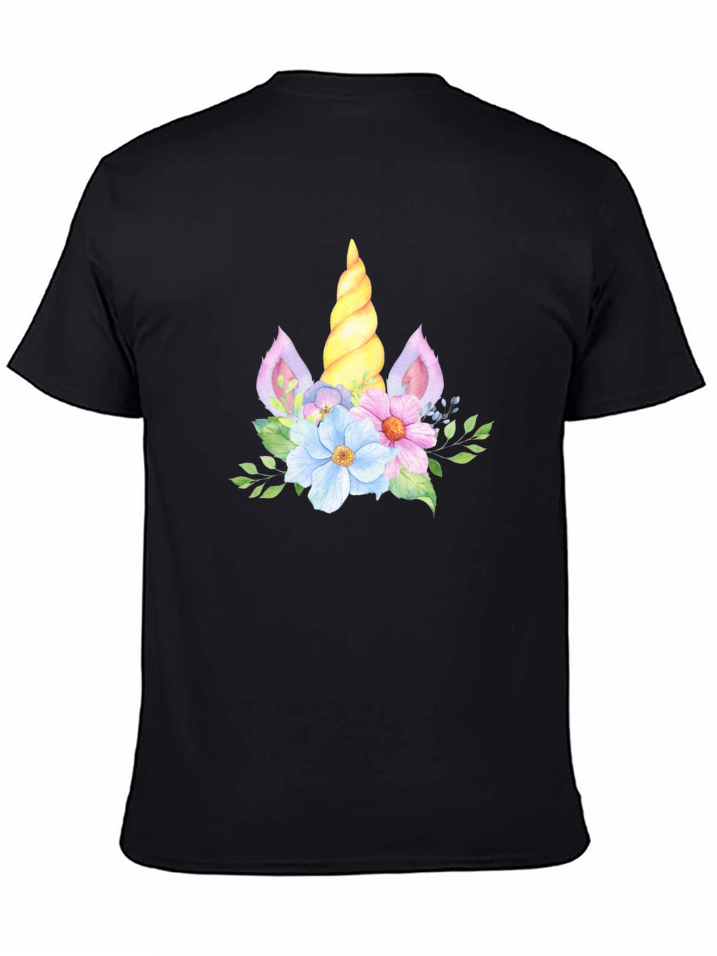 Unicorn Floral T-Shirt - Black