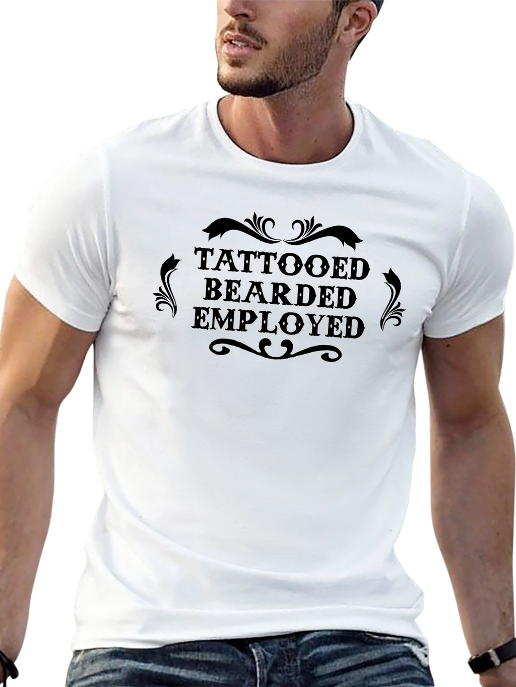 Tattooed Bearded Employed Black Graphic T-Shirt