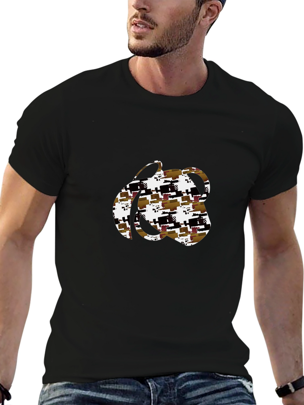 Abstract Pattern Black T-Shirt