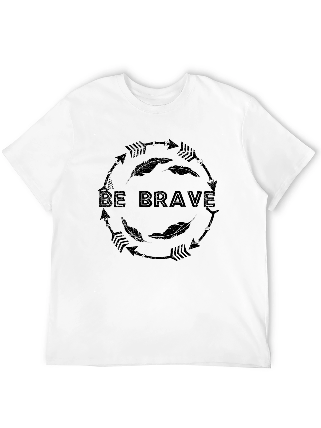 Be Brave Arrow Feather Graphic Black T-Shirt
