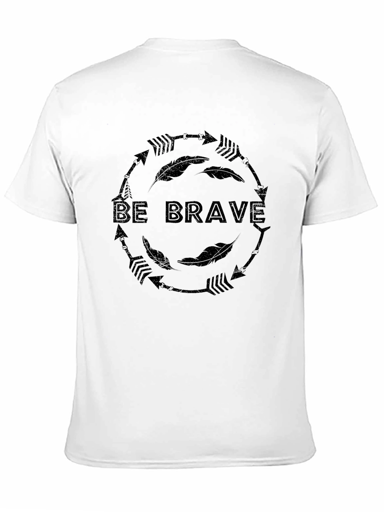 Be Brave Arrow Feather Graphic Black T-Shirt