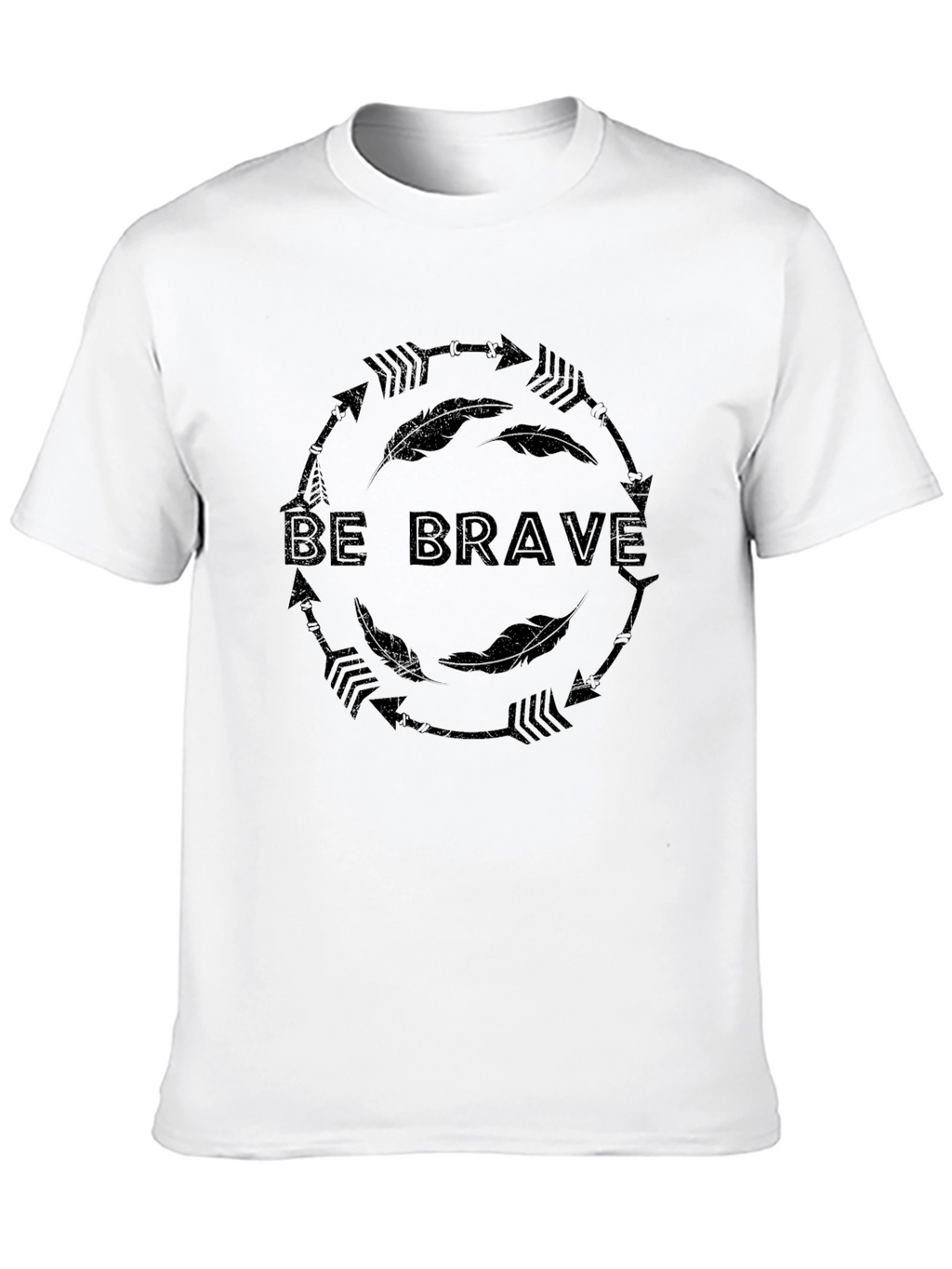 Be Brave Arrow Feather Graphic Black T-Shirt