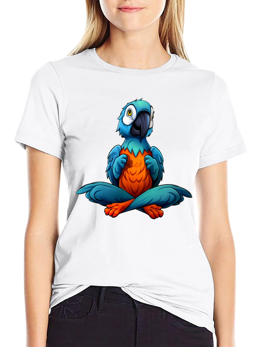 Yoga Parrot T-Shirt - Black Cotton Tee