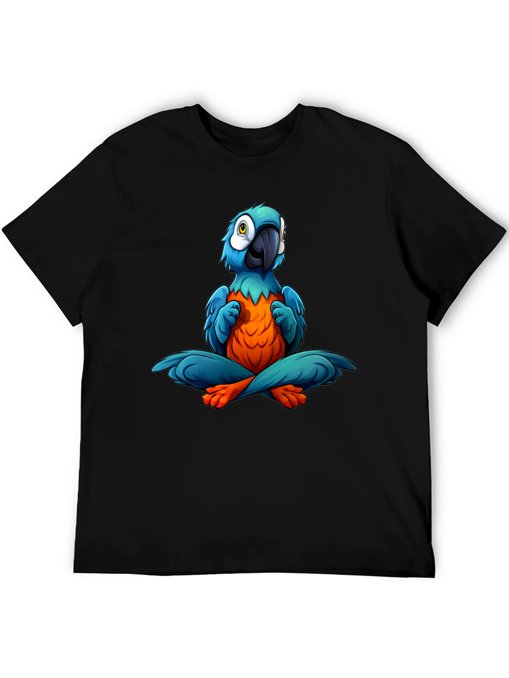 Yoga Parrot T-Shirt - Black Cotton Tee