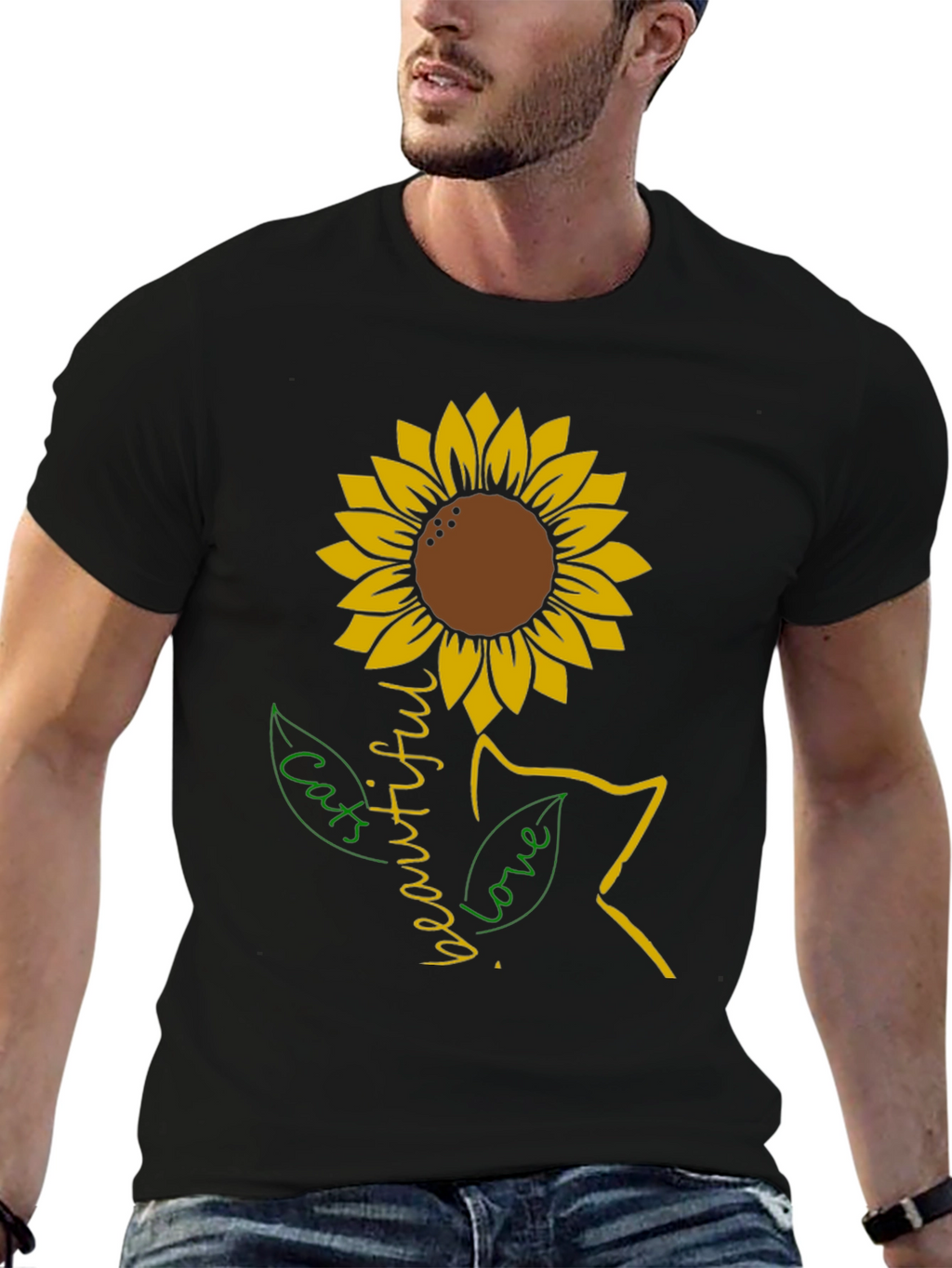 Sunflower Cat Lover T-Shirt