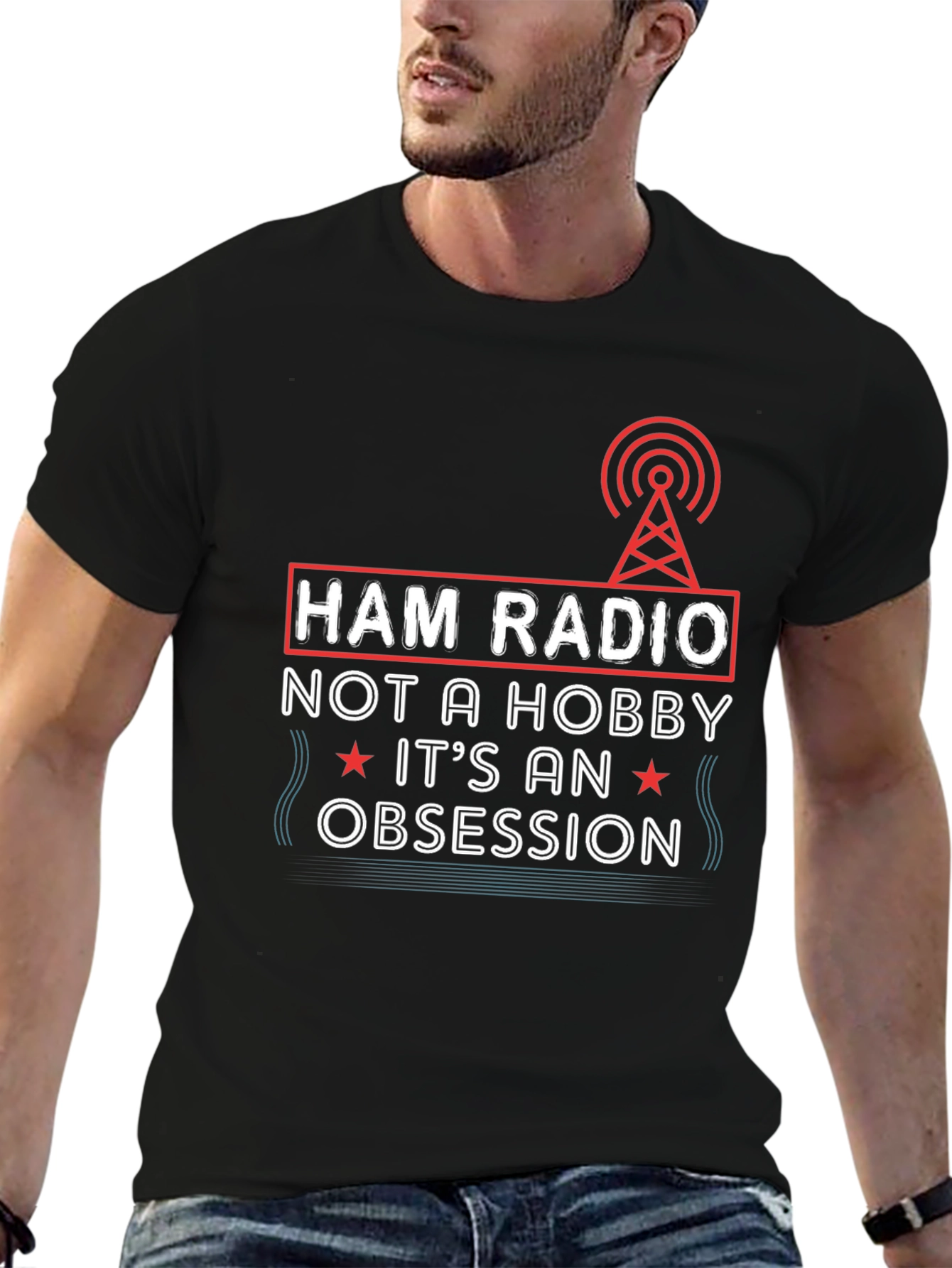 Ham Radio Obsession Graphic Tee - Black T-Shirt