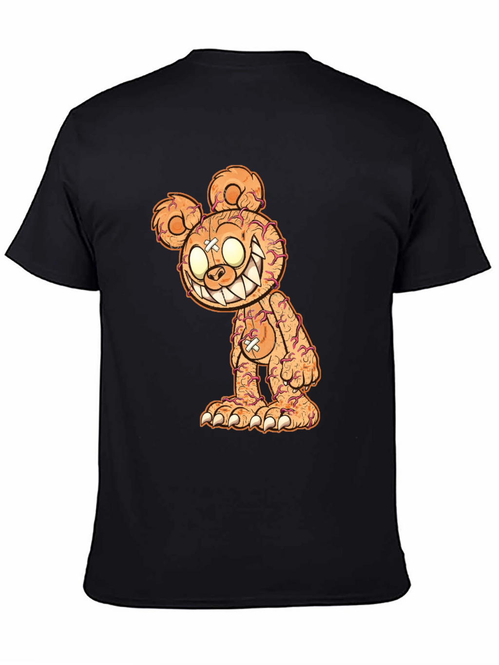Creepy Bear Graphic Tee - Black Cotton T-Shirt