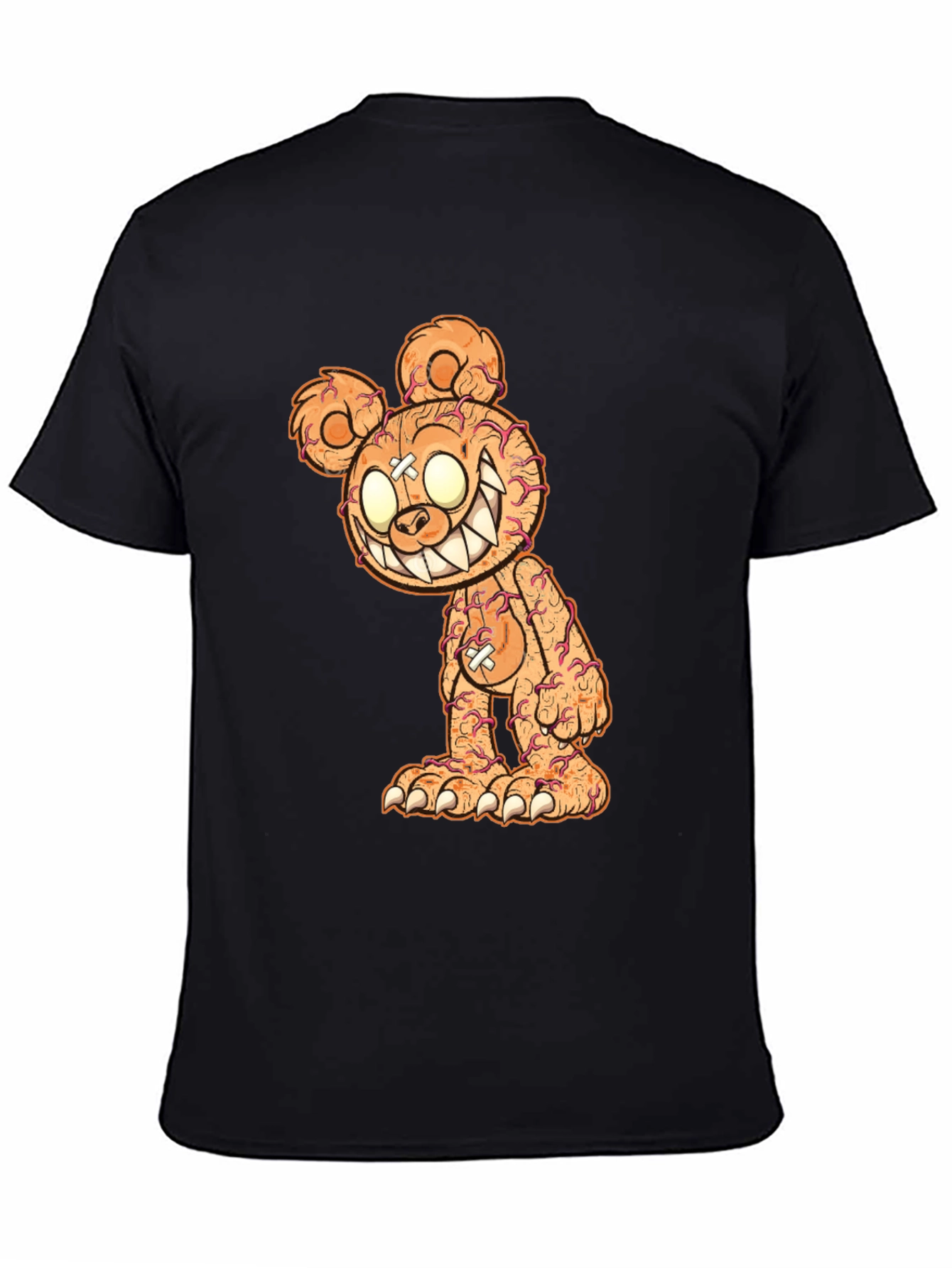 Creepy Bear Graphic Tee - Black Cotton T-Shirt