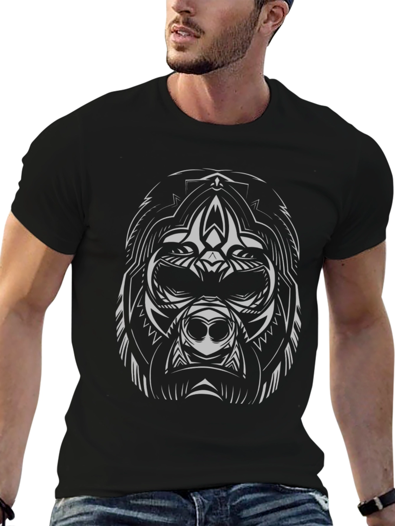 Tribal Bear Graphic Tee - Mens Black T-Shirt
