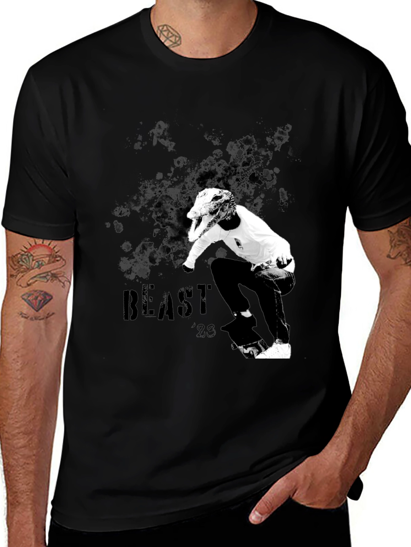 Beast 23 Graphic T-Shirt - Black Cotton Tee