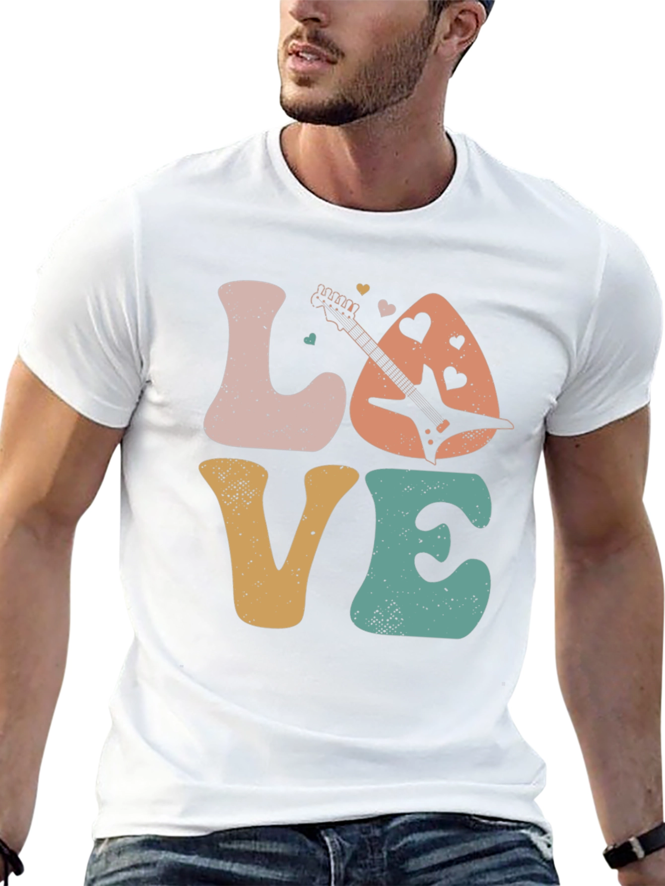 Love Guitar Graphic T-Shirt Retro Style