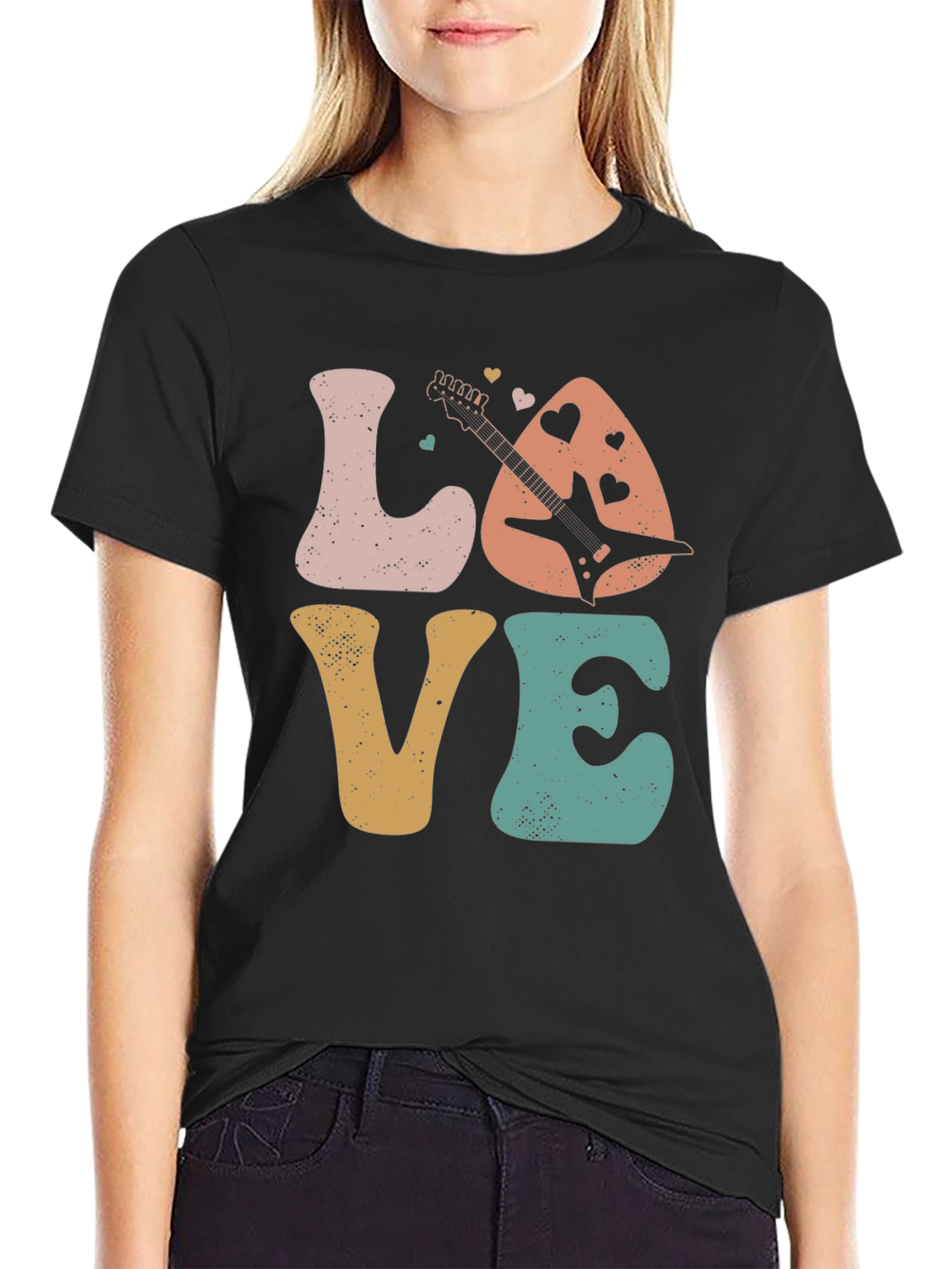 Love Guitar Graphic T-Shirt Retro Style