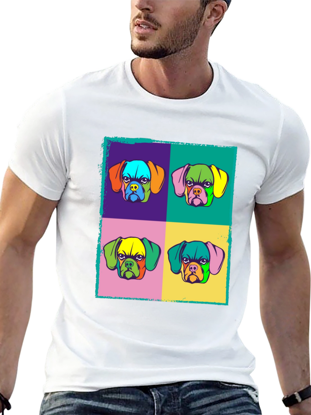 Pop Art Dog Graphic Tee - Funky Style