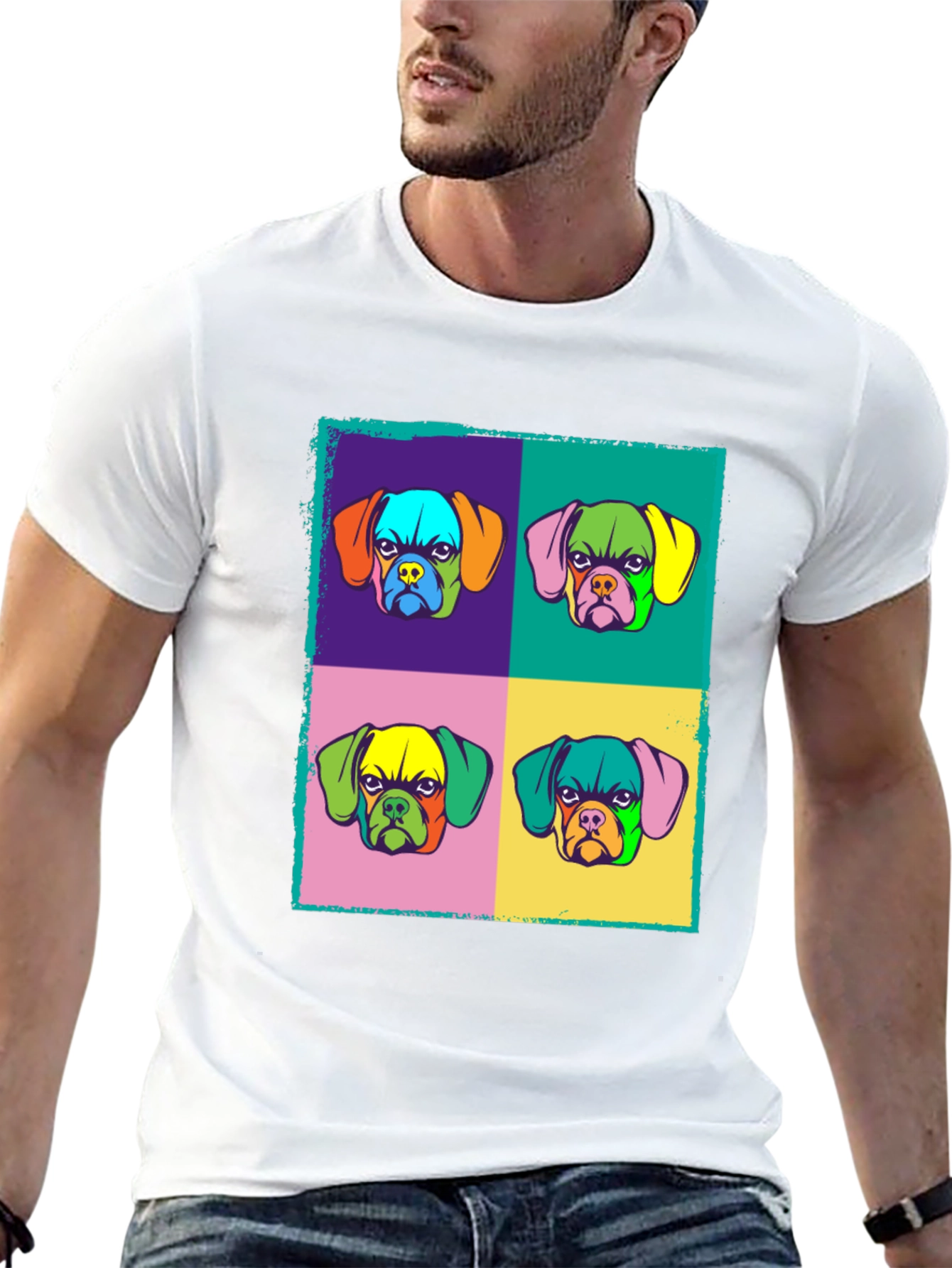 Pop Art Dog Graphic Tee - Funky Style