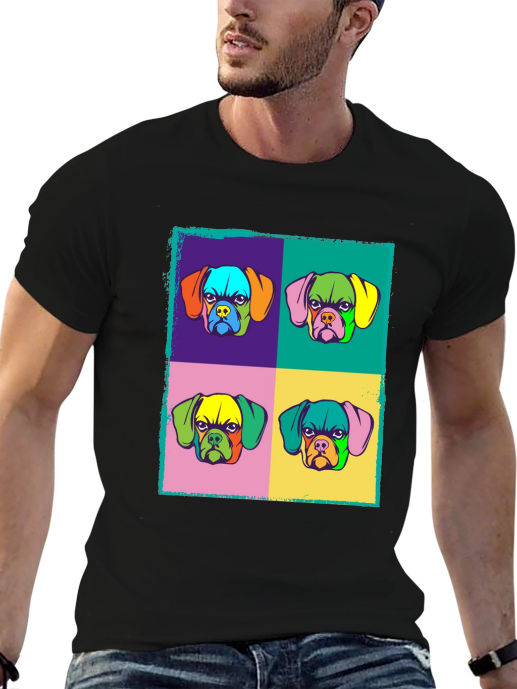 Pop Art Dog Graphic Tee - Funky Style