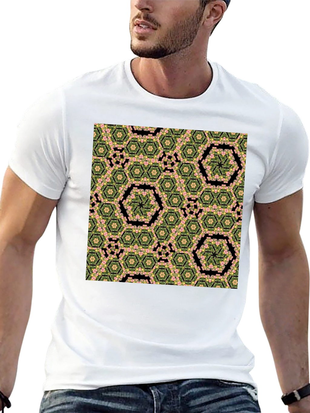 Hexagon Flower Pattern T-Shirt